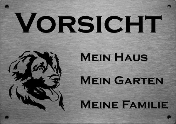 Edelstahl Warnschild Leonberger VORSICHT Mein Haus mein Garten meine Familie